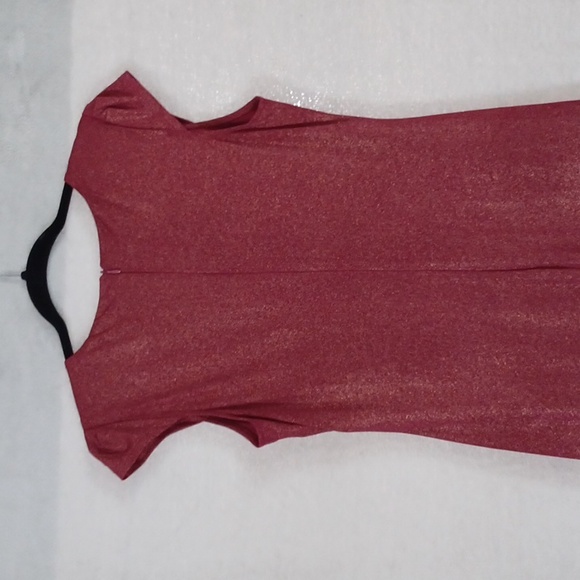 Triuhuology Women's Dress Size 10 Shimmery Red Dress With Ruching NWOT.   - Picture 4 of 11